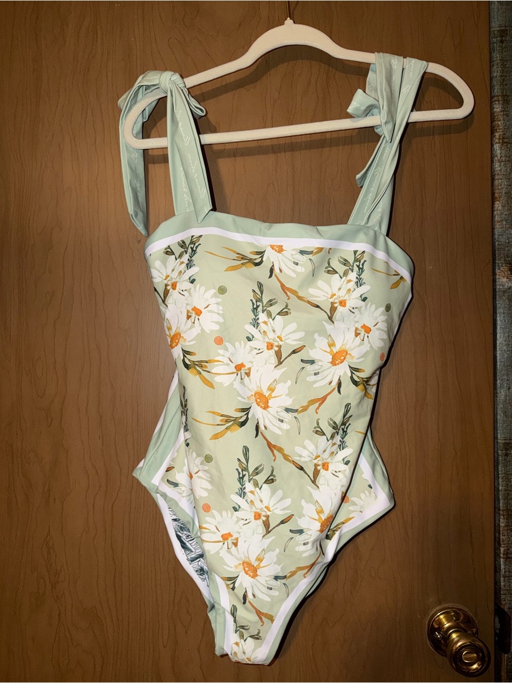 Amazon Mint Green Floral One-Piece Swimsuit Reversible Wear